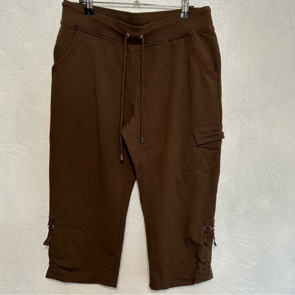 Liz Claiborne Active Brown Cotton Cargo Capri Pants​​​